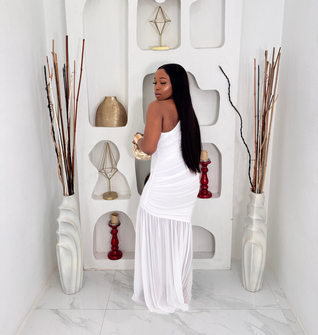 Solea ruched maxi dress