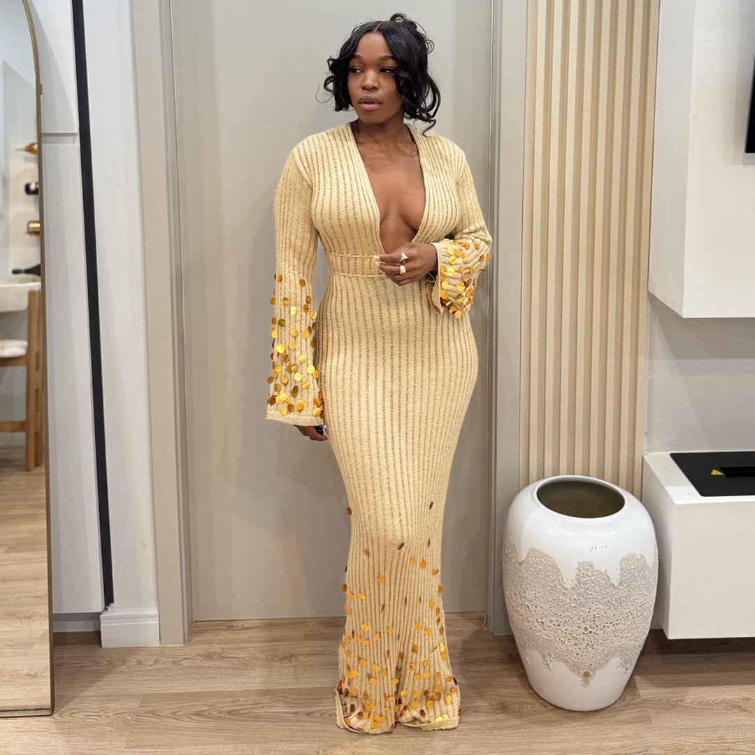 Bellagio deep plunge maxi dress