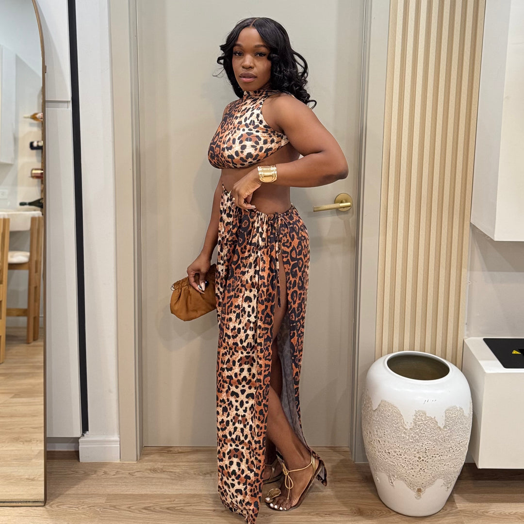 The Wild Card cut out leopard maxi