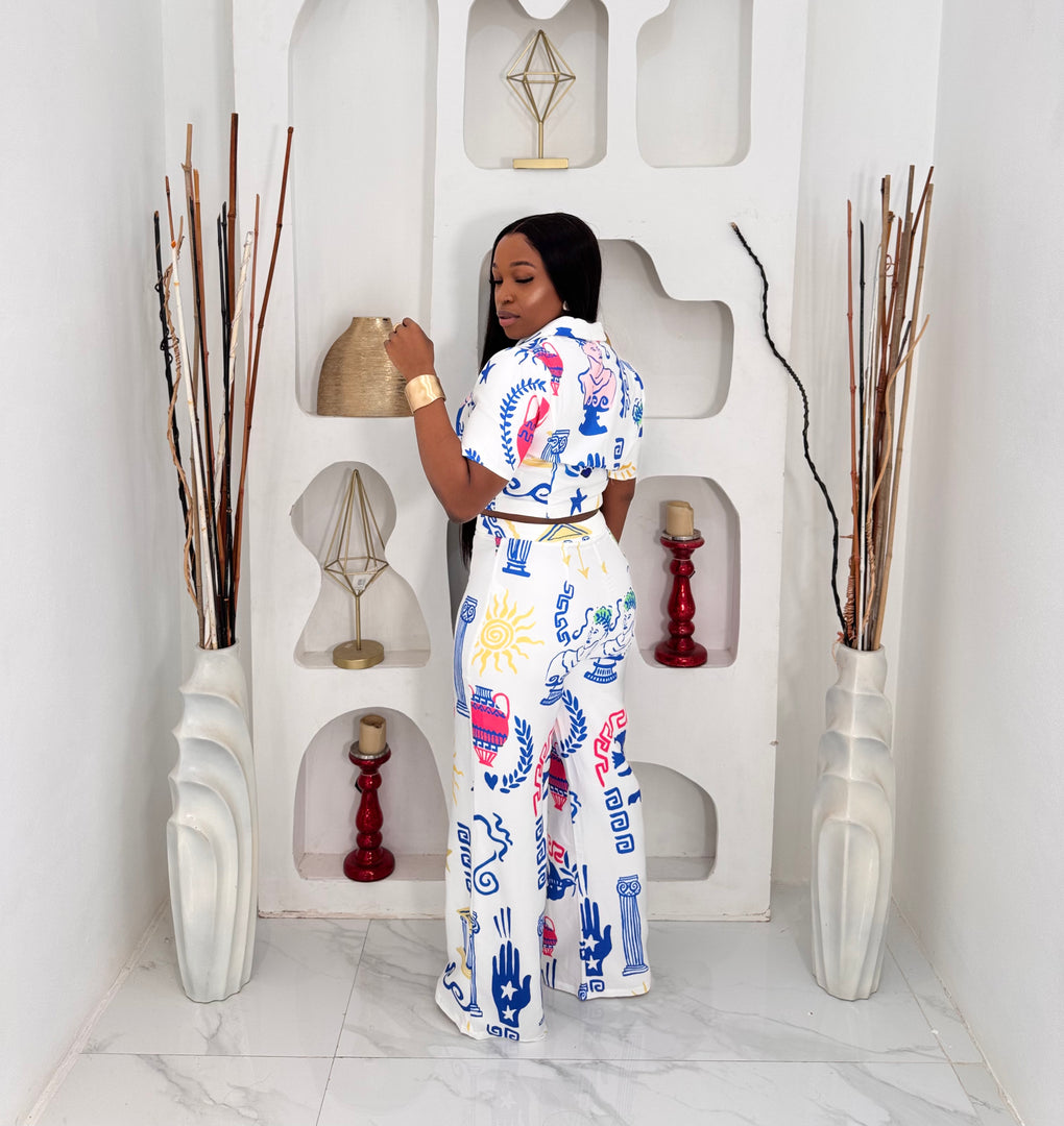 Sunday Social printed pants set