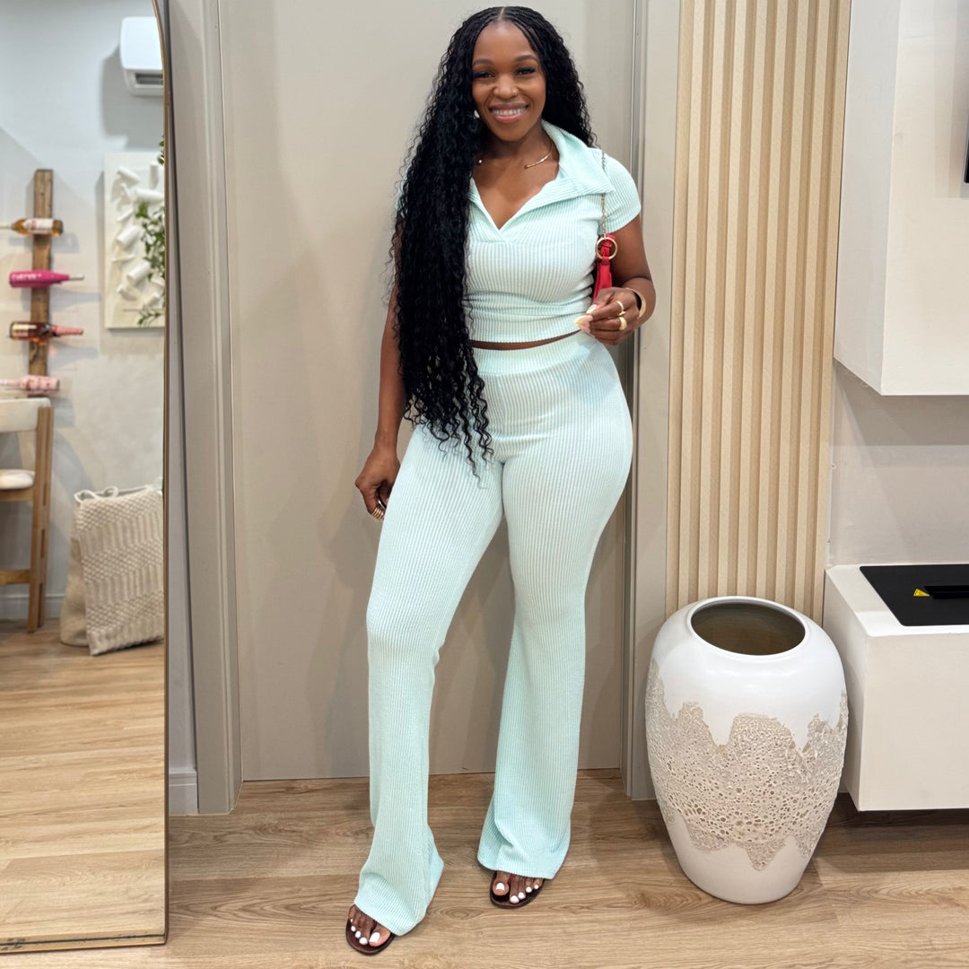 Leorra ribbed pants set