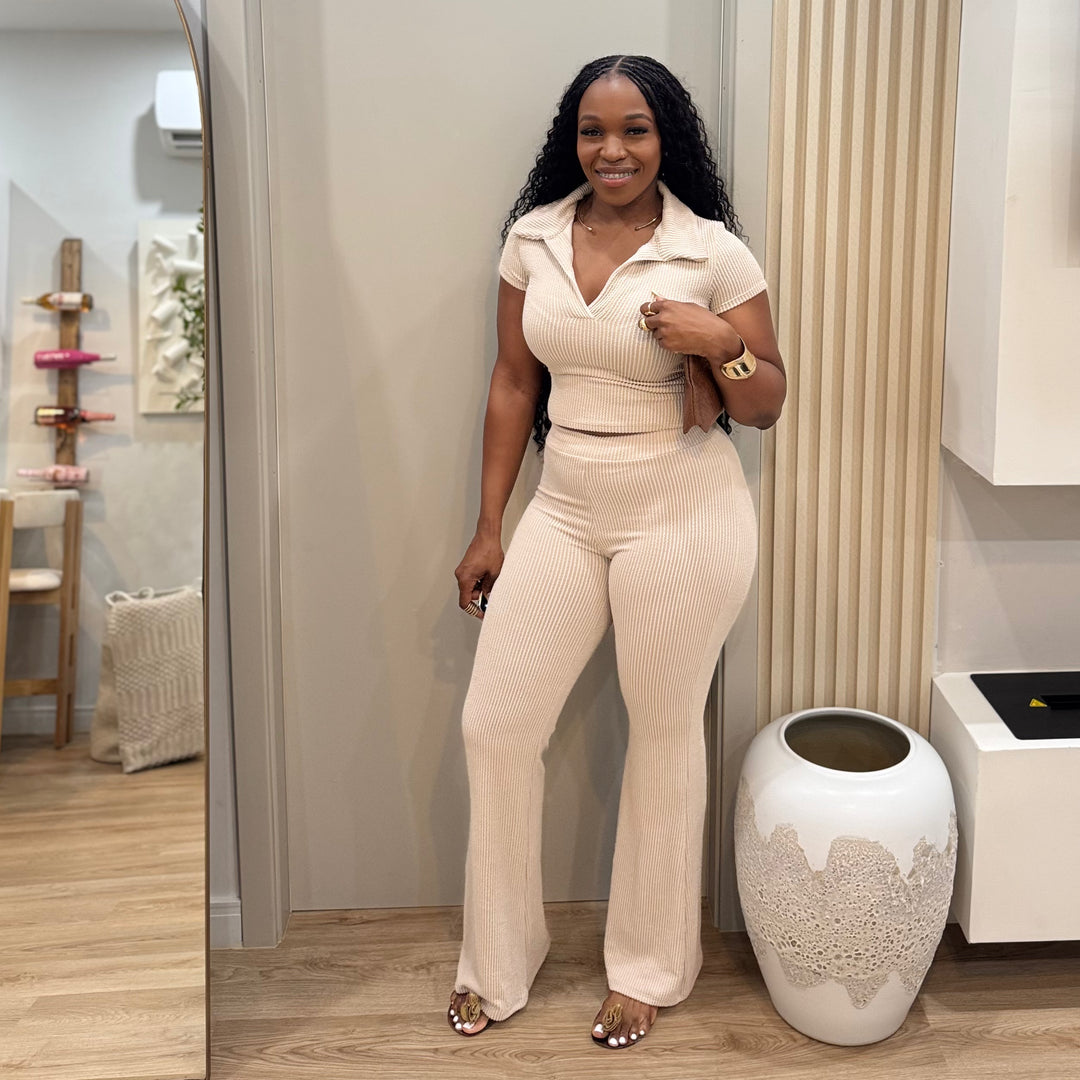 Leorra ribbed pants set