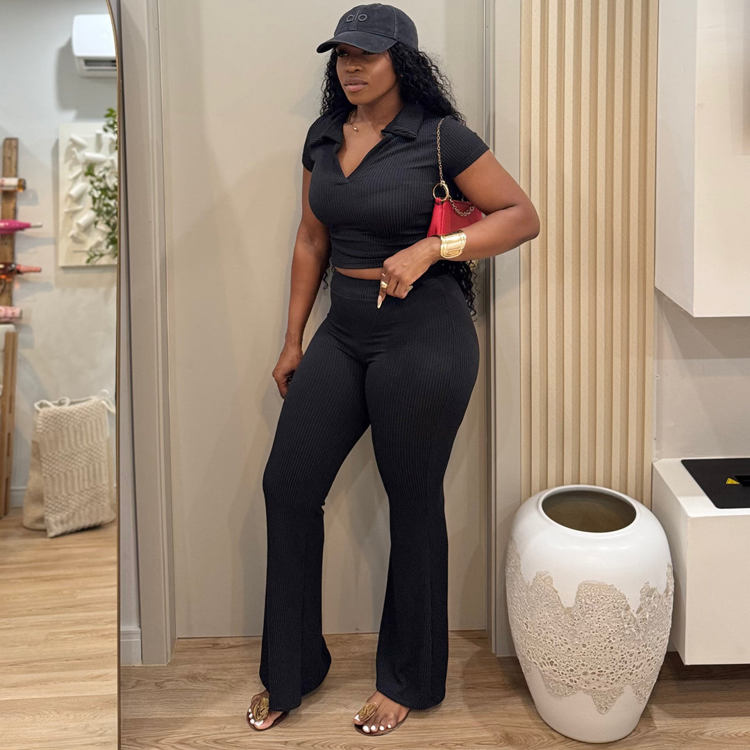Leorra ribbed pants set