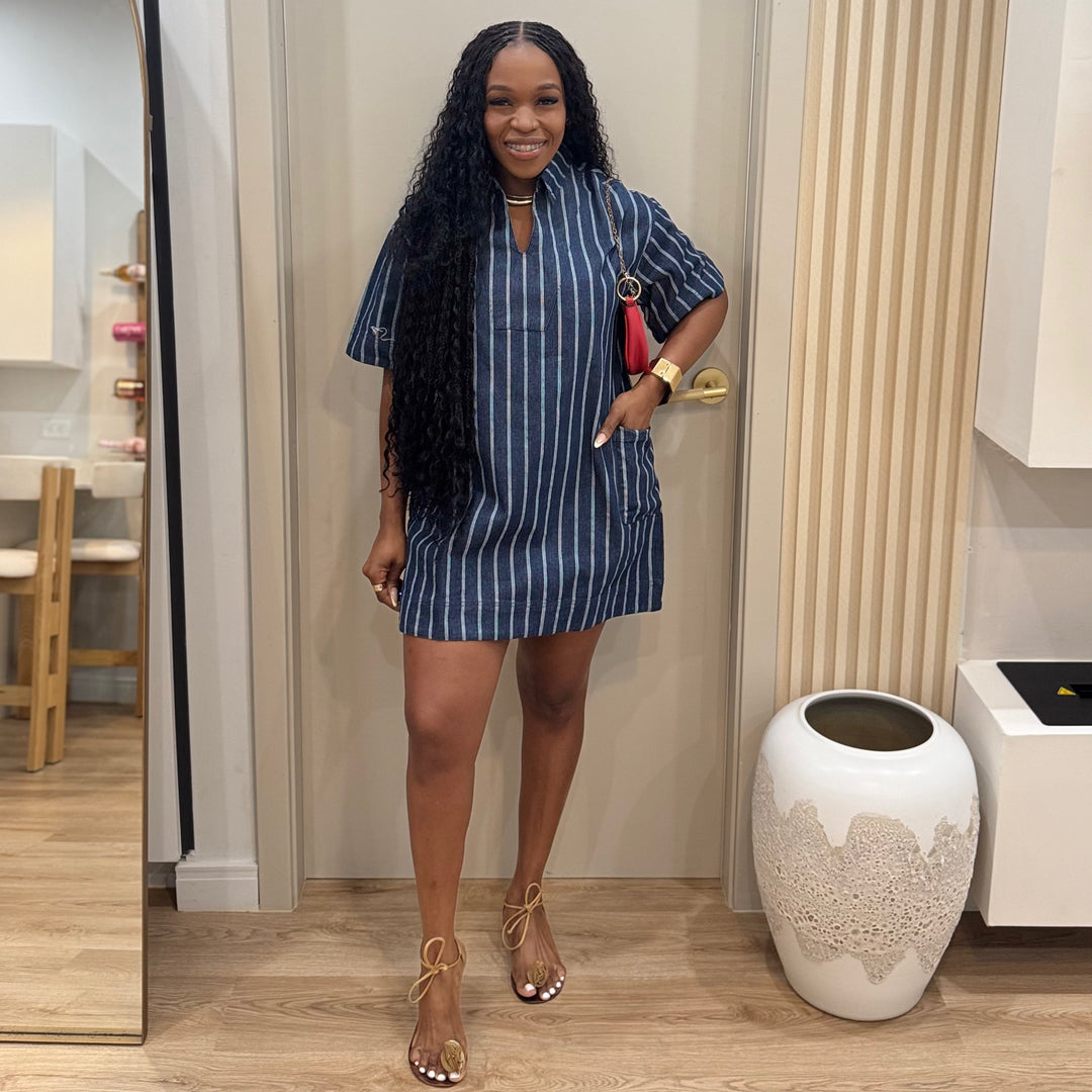 Blue label stripe day dress
