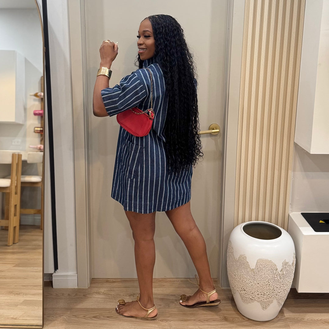 Blue label stripe day dress