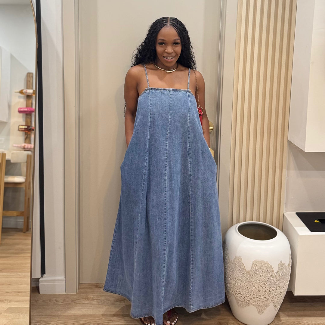 Havana low back denim dress