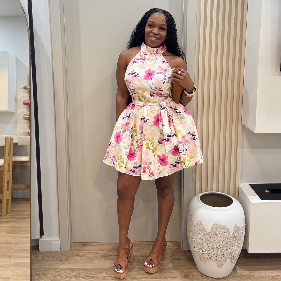 Petal bloom mini dress