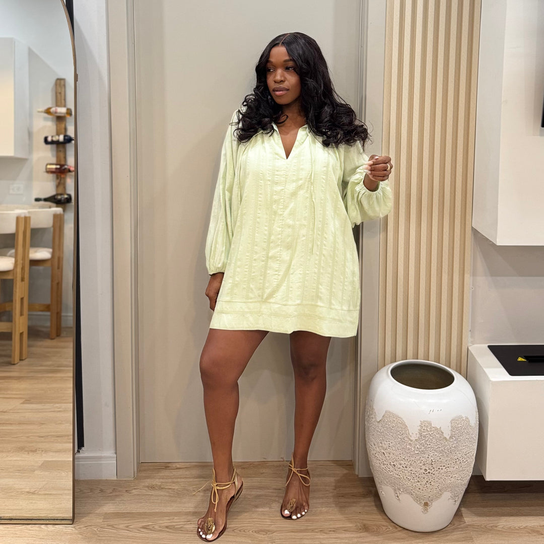 Daisy balloon sleeve mini dress