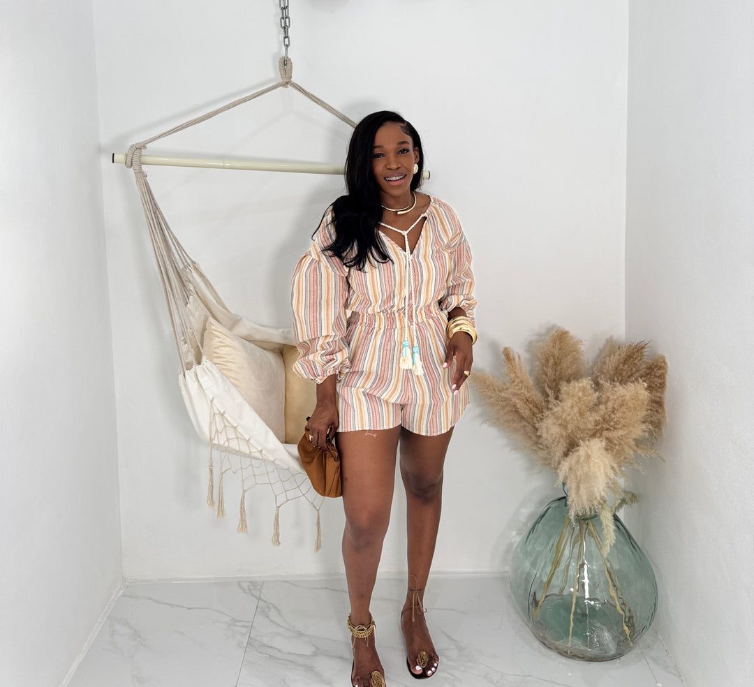 Serro stripe long sleeve romper