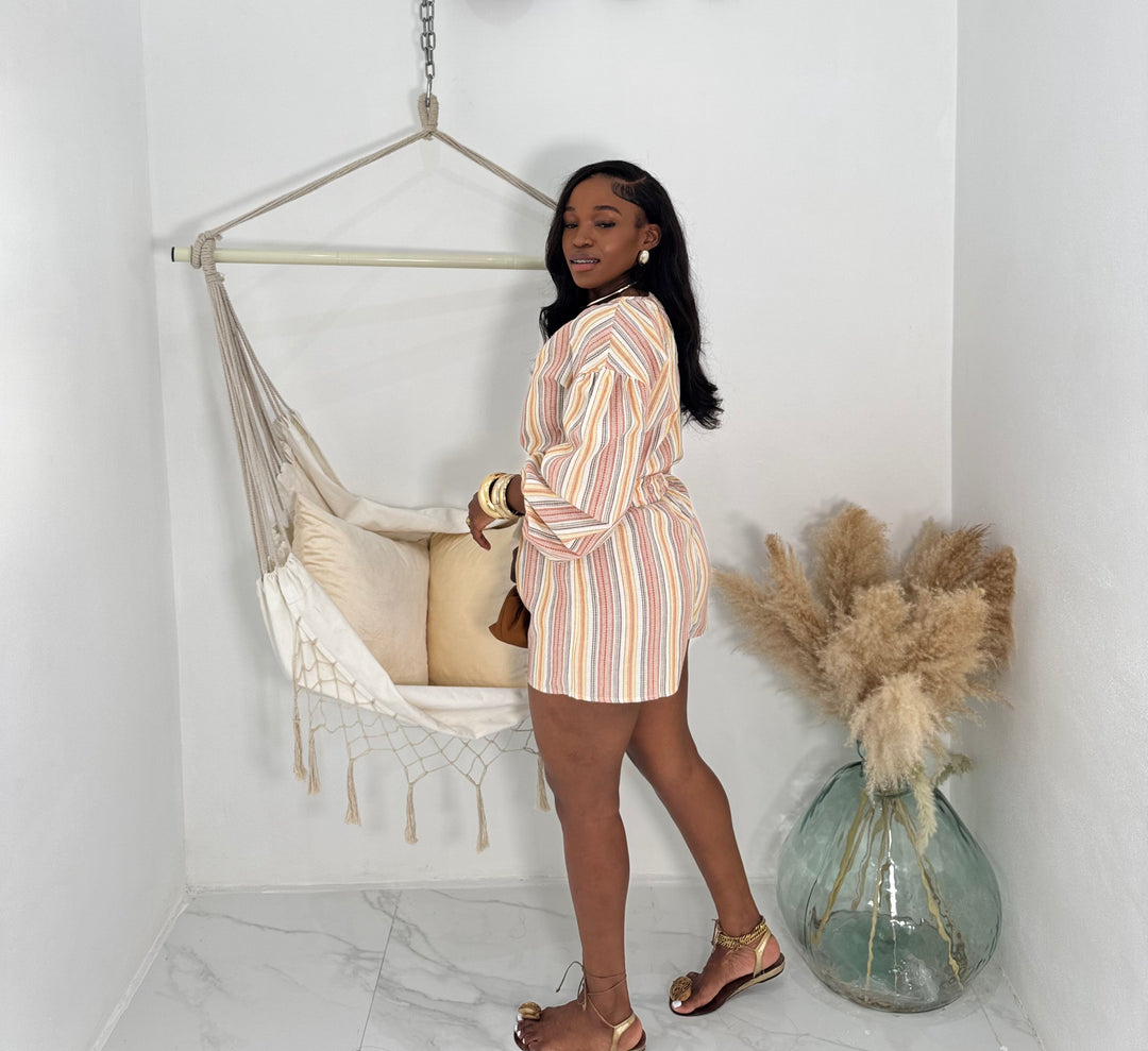 Serro stripe long sleeve romper