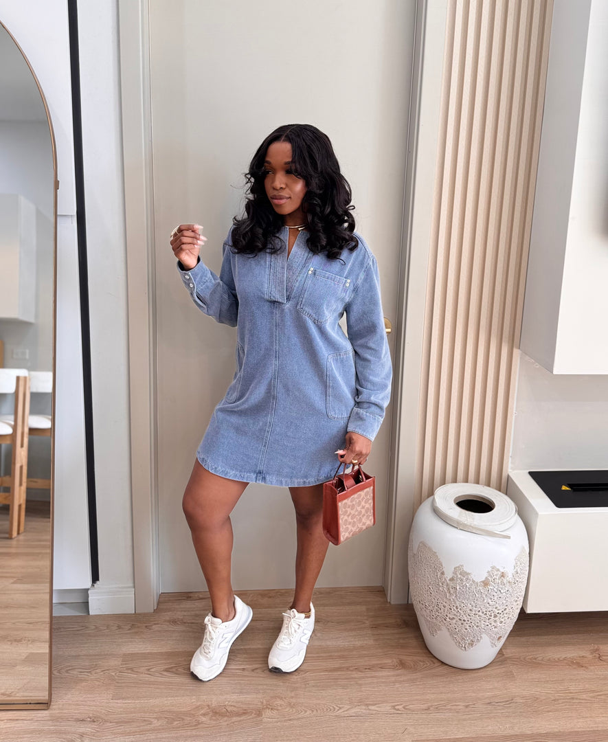 Just Chill denim long sleeve dress
