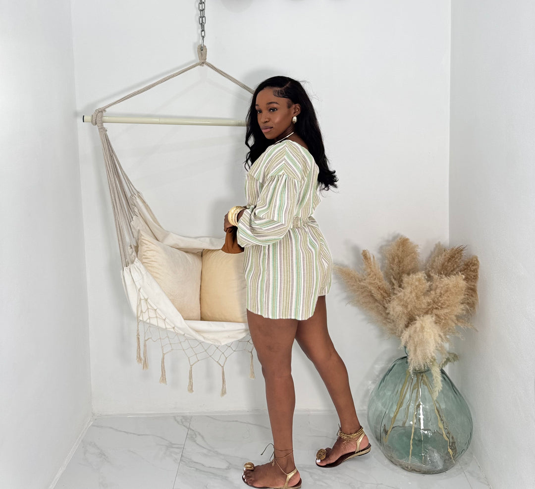 Serro stripe long sleeve romper