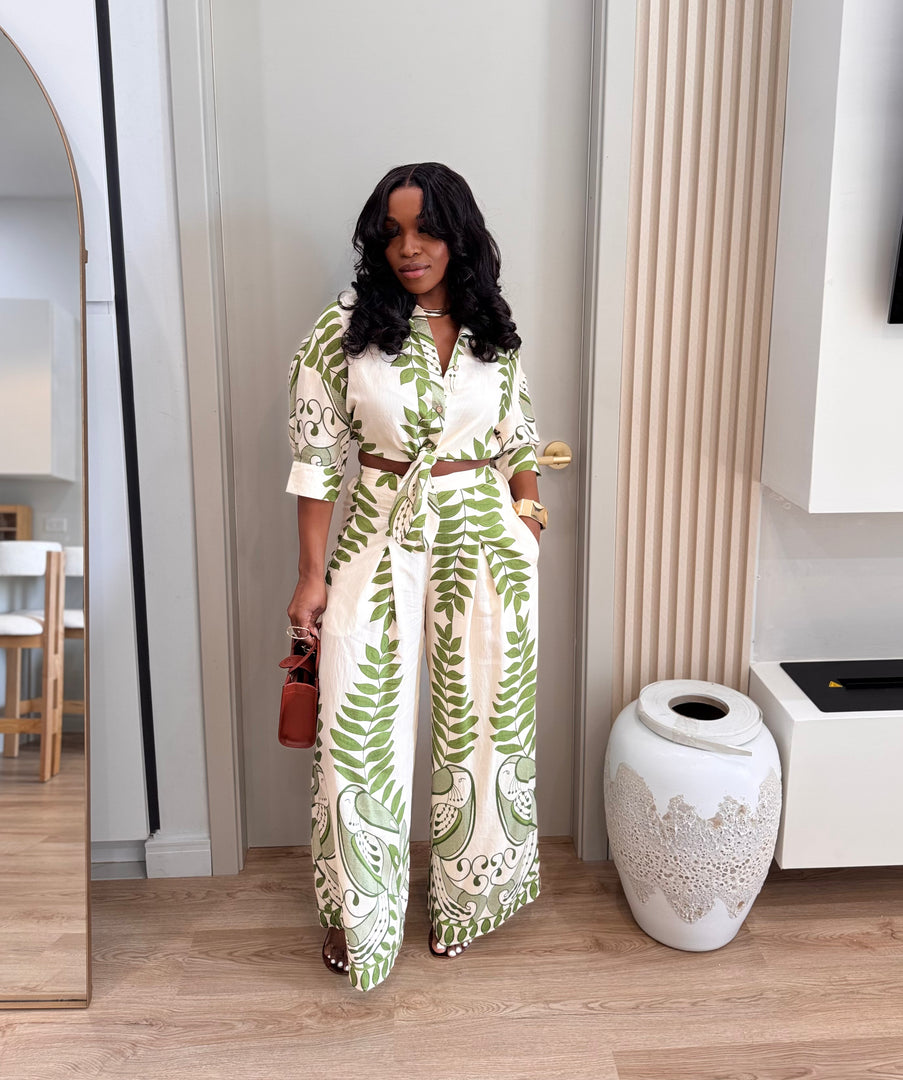 Zaria printed 2 piece pants  set