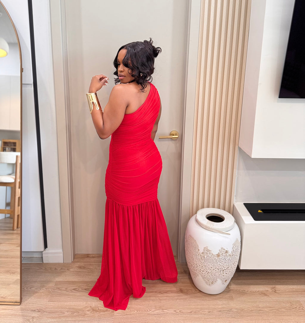 Solea ruched maxi dress