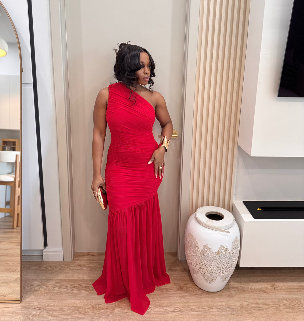 Solea ruched maxi dress