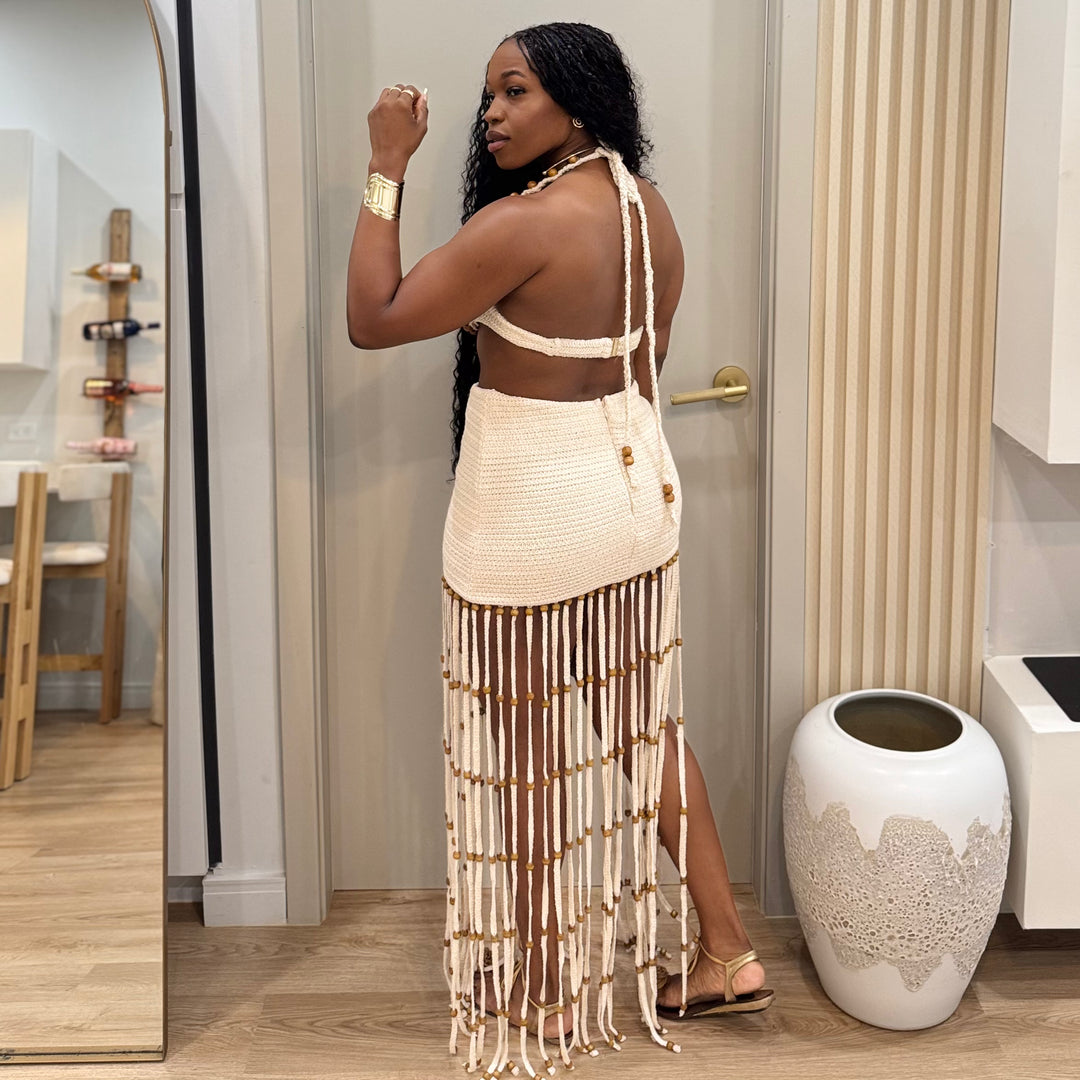 Elan Shore Tassle skirt set