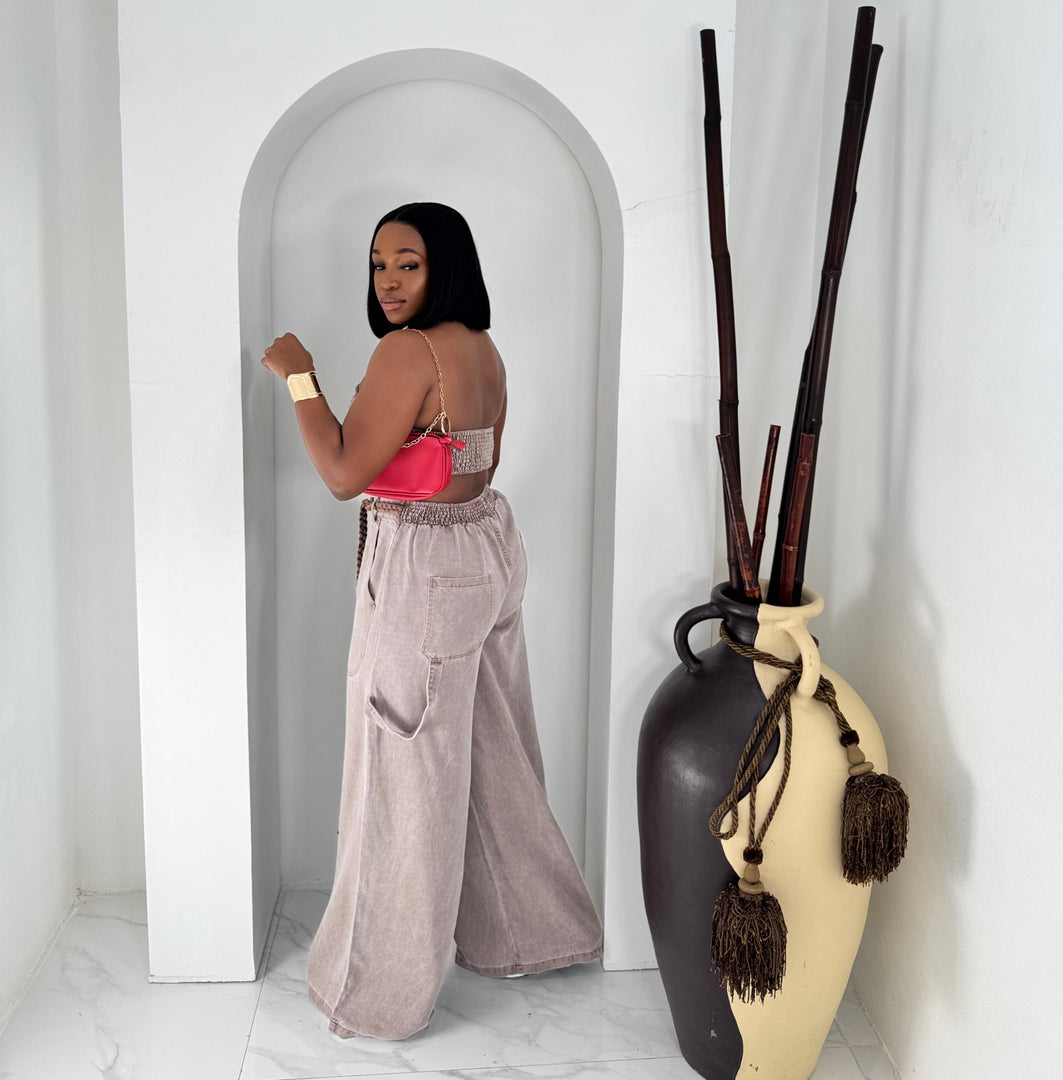 Alessia denim tube pants set