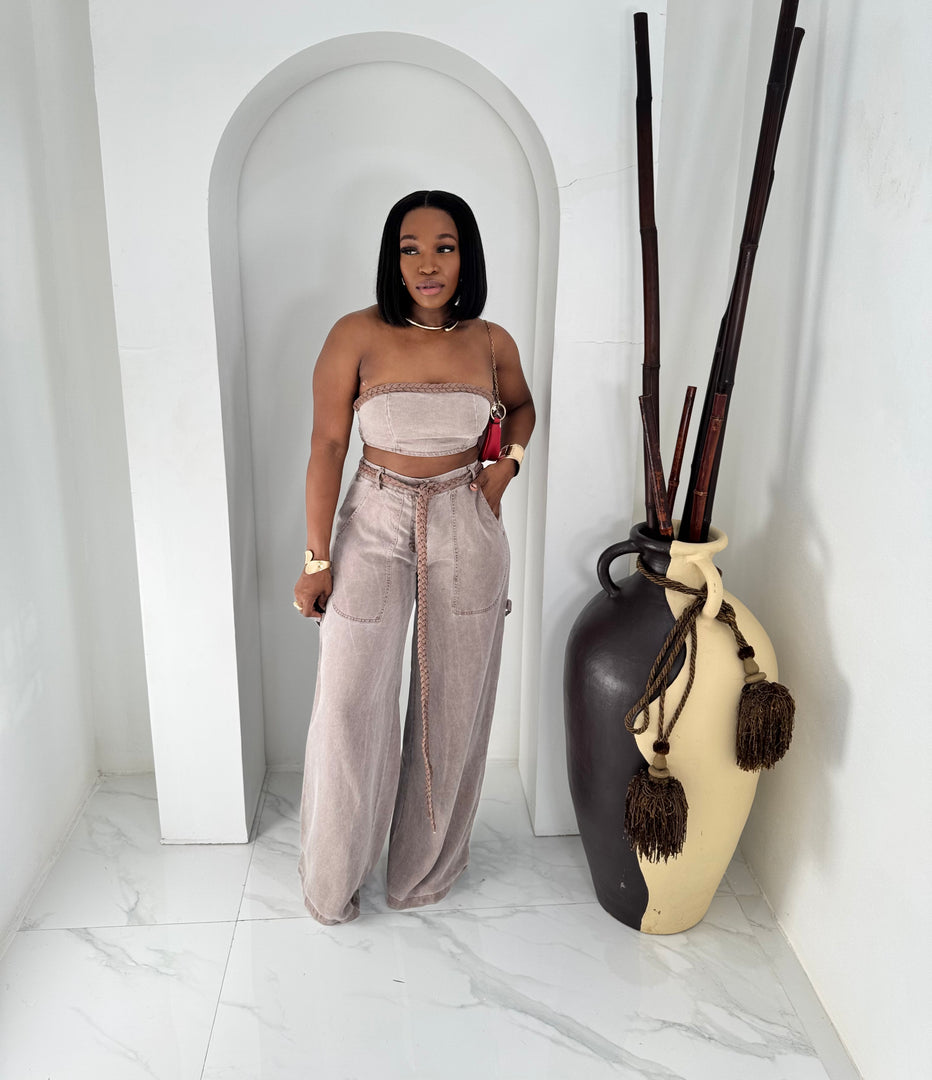 Alessia denim tube pants set
