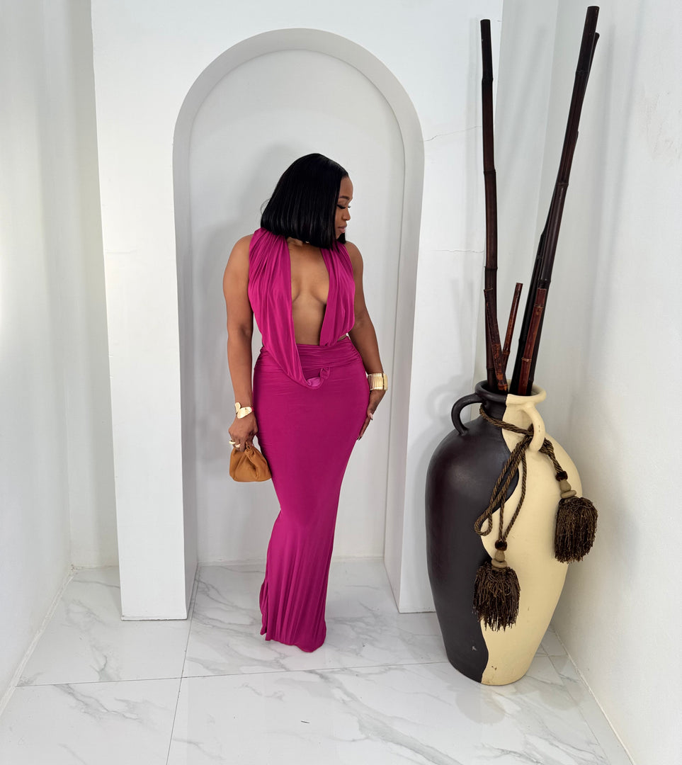 Opale deep plunge midi dress