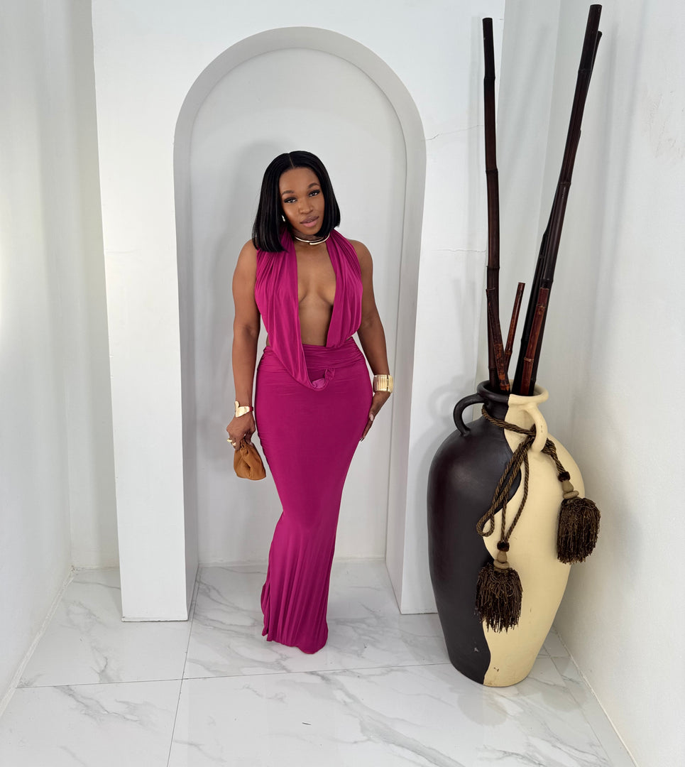 Opale deep plunge midi dress