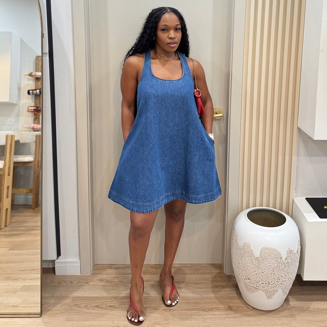 Classic Blues denim babydoll dress