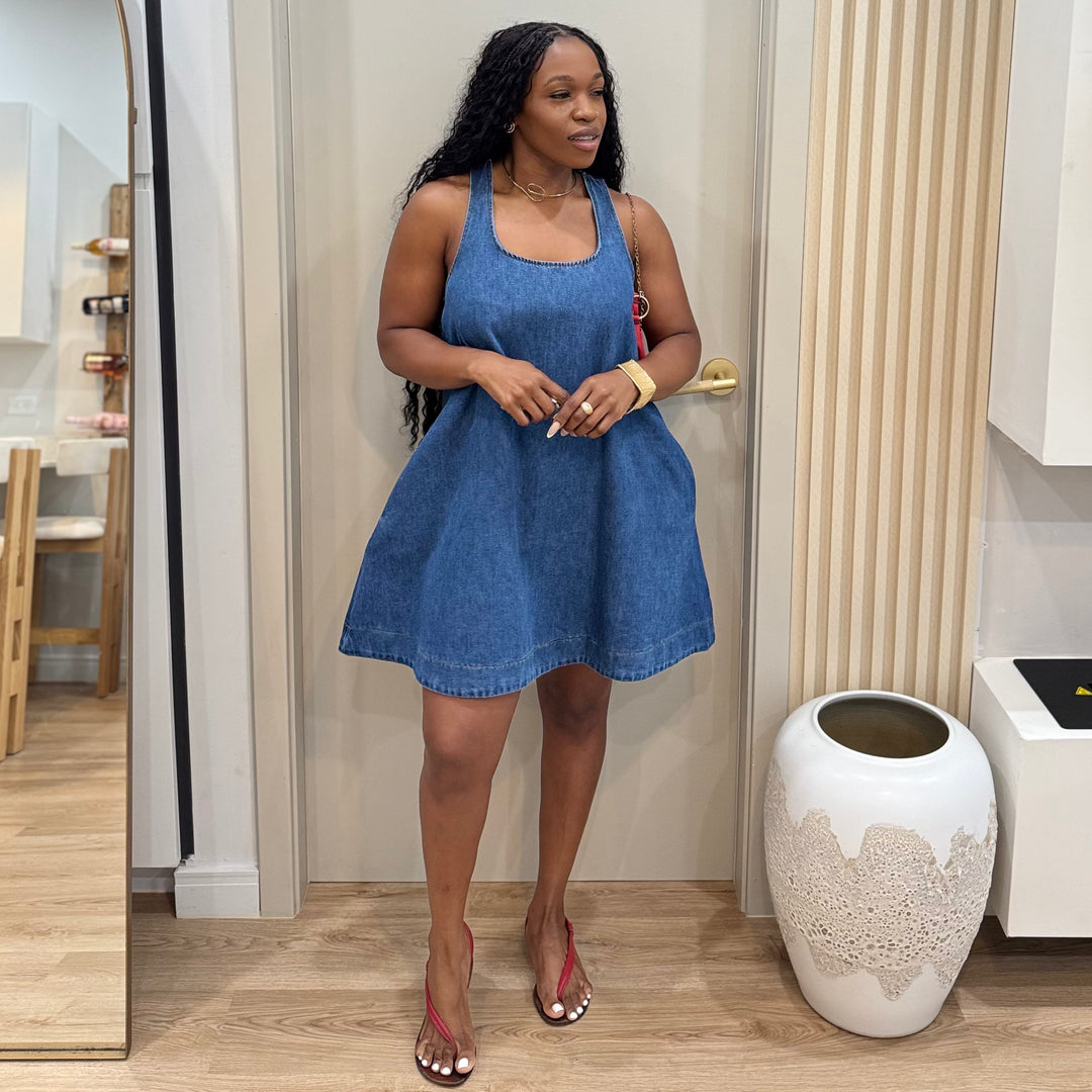 Classic Blues denim babydoll dress