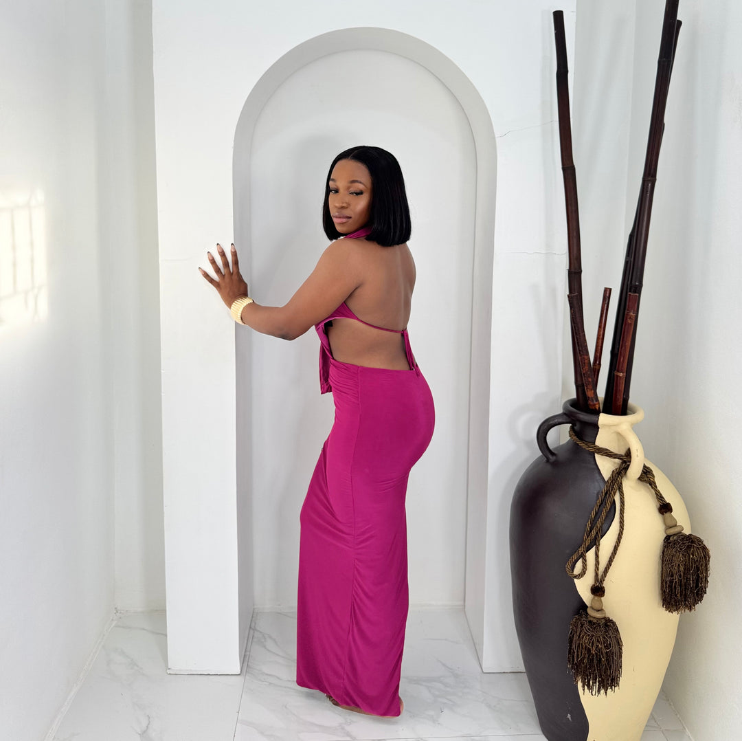 Opale deep plunge midi dress
