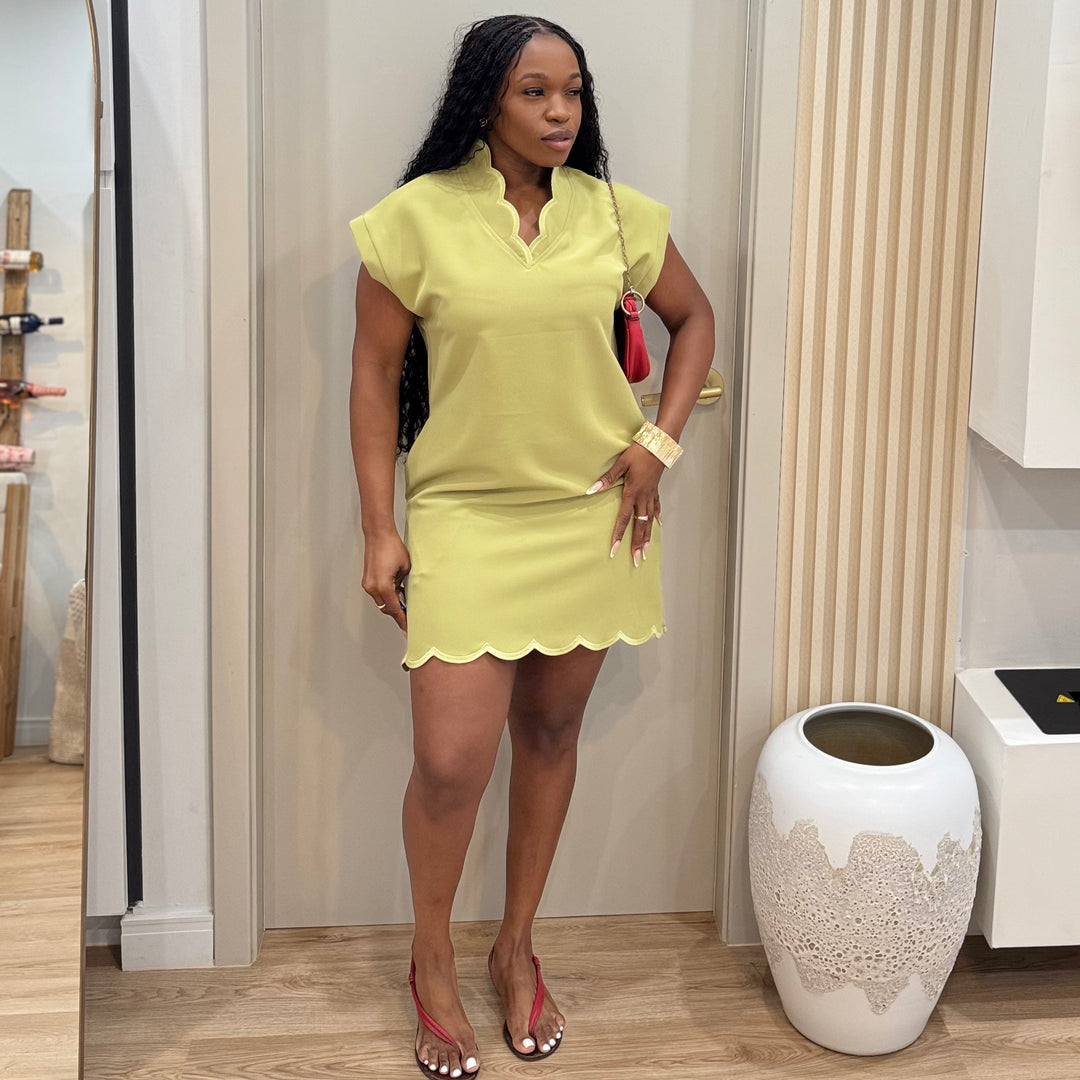 Emely scallop mini dress