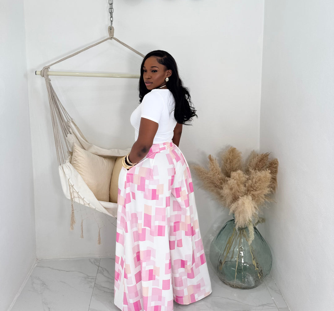 Livi pink abstract palazzo Pants