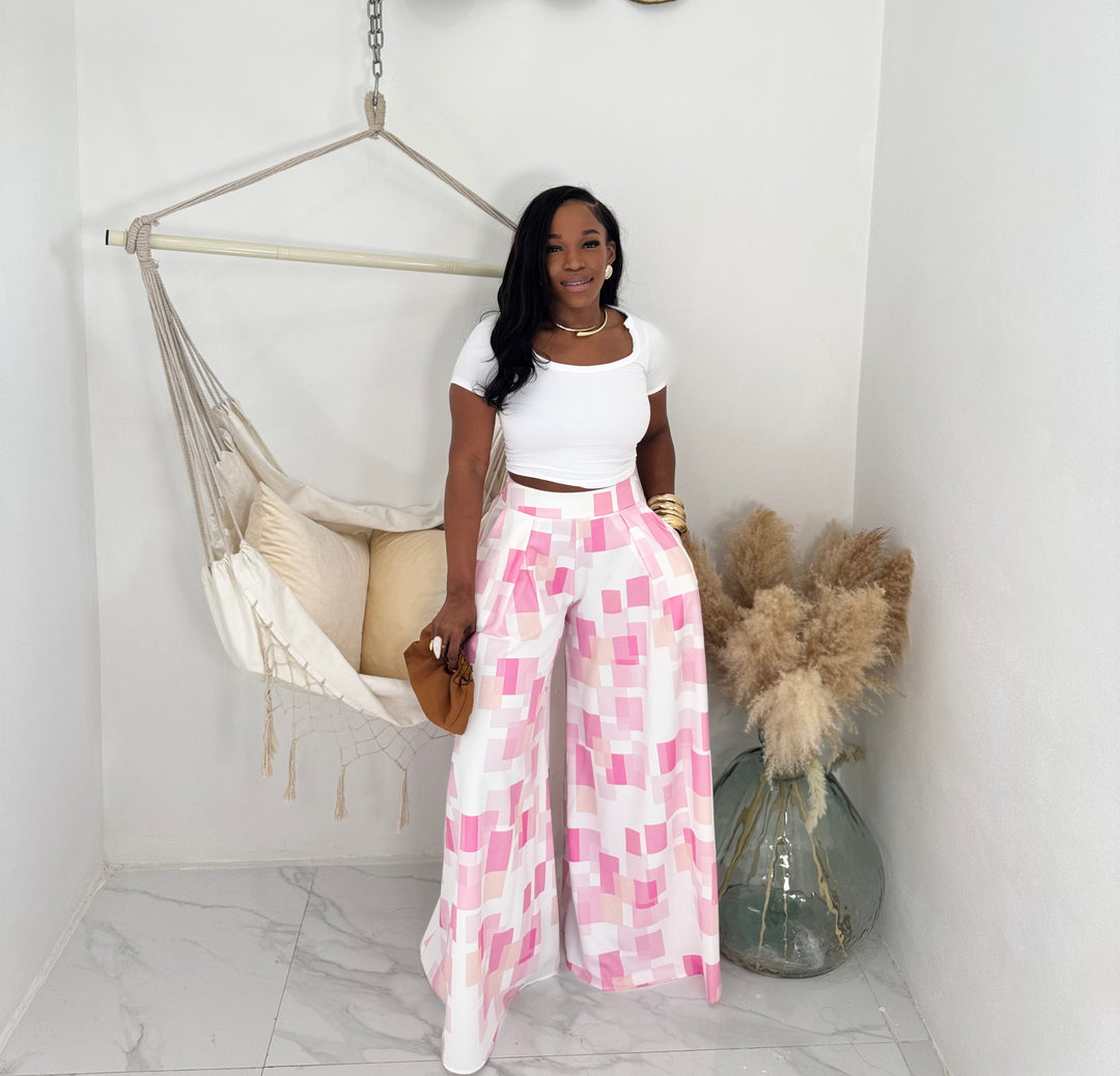 Livi pink abstract palazzo Pants