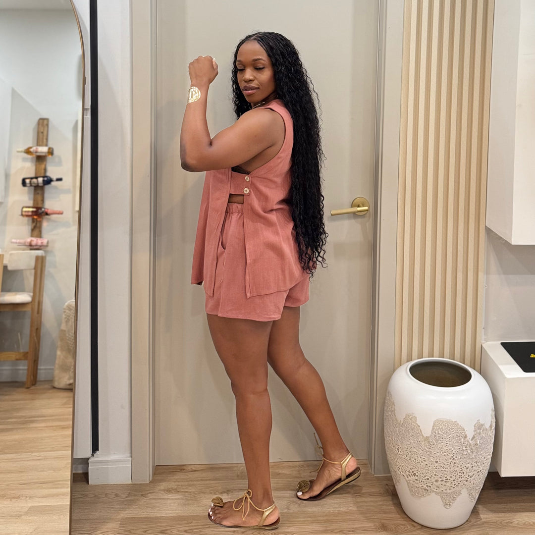 Summer story linen shorts set