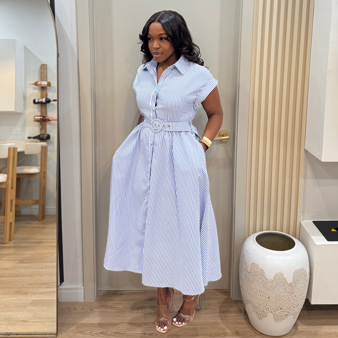 Lorelei stripe belted dress