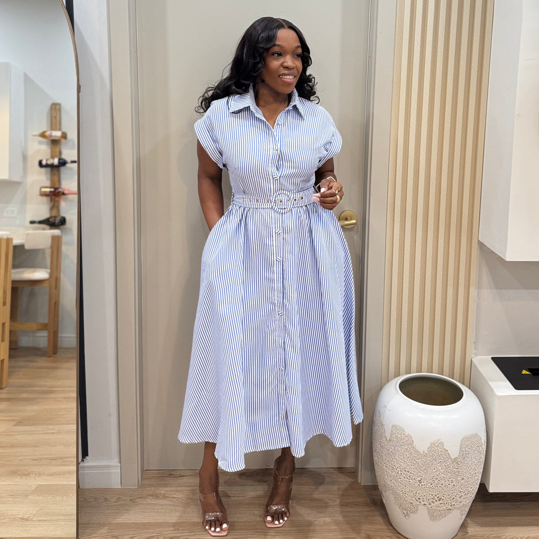 Lorelei stripe belted dress