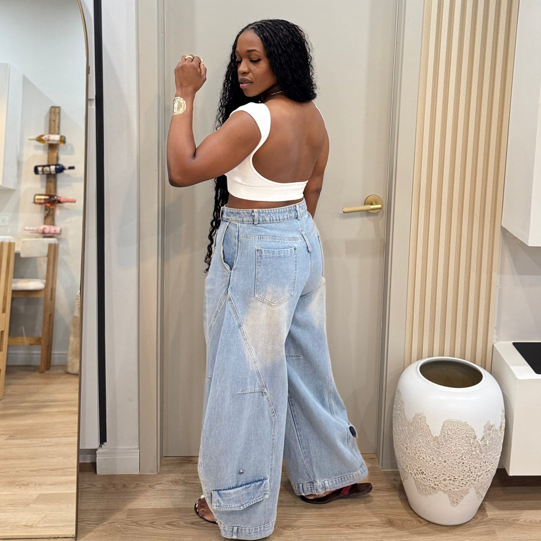 Big Mama cross over denim pants