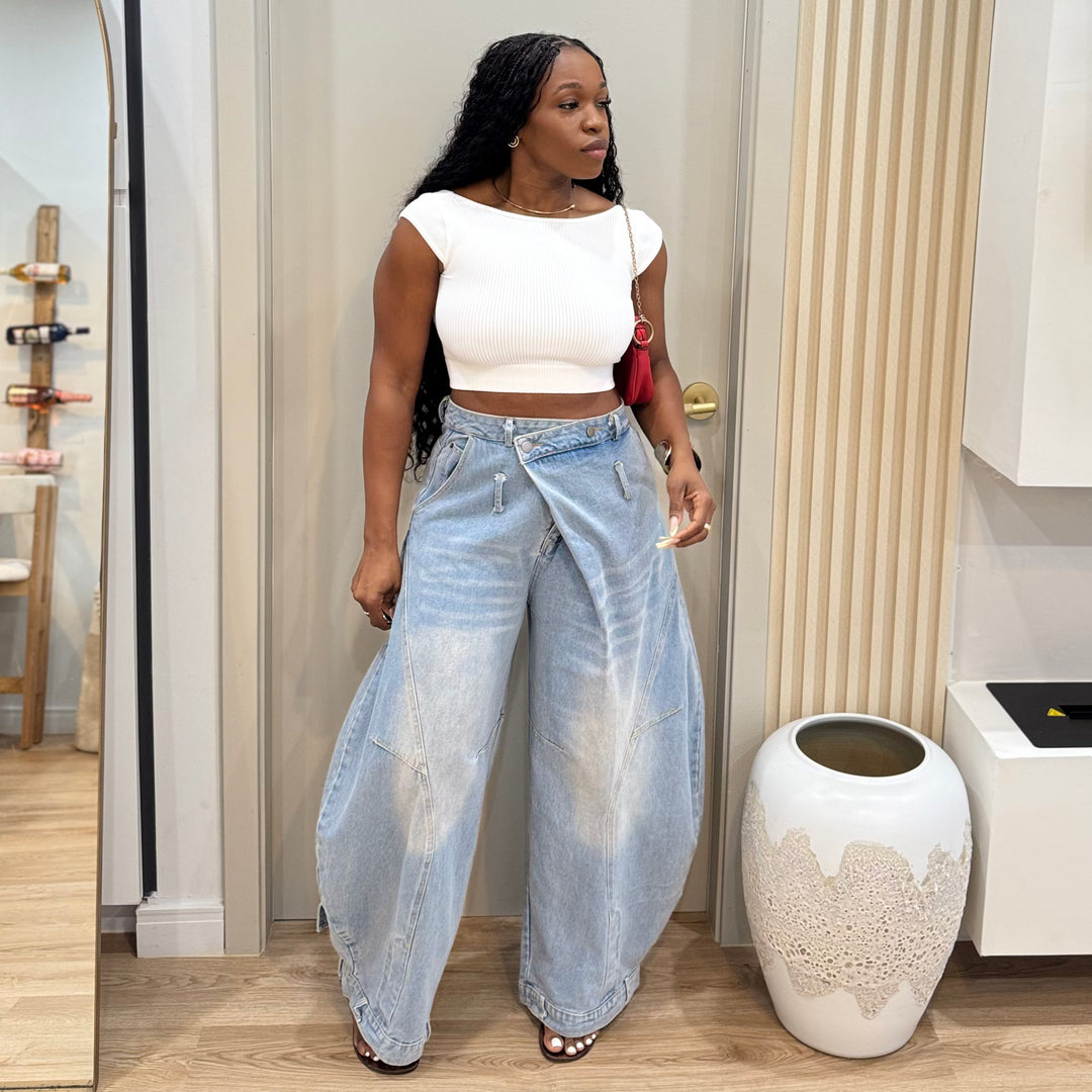 Big Mama cross over denim pants