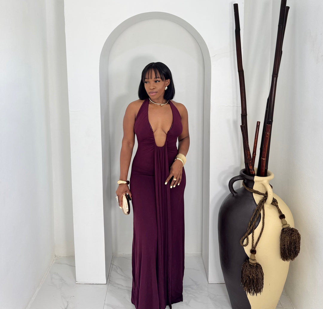 Cyris deep plunge maxi dress
