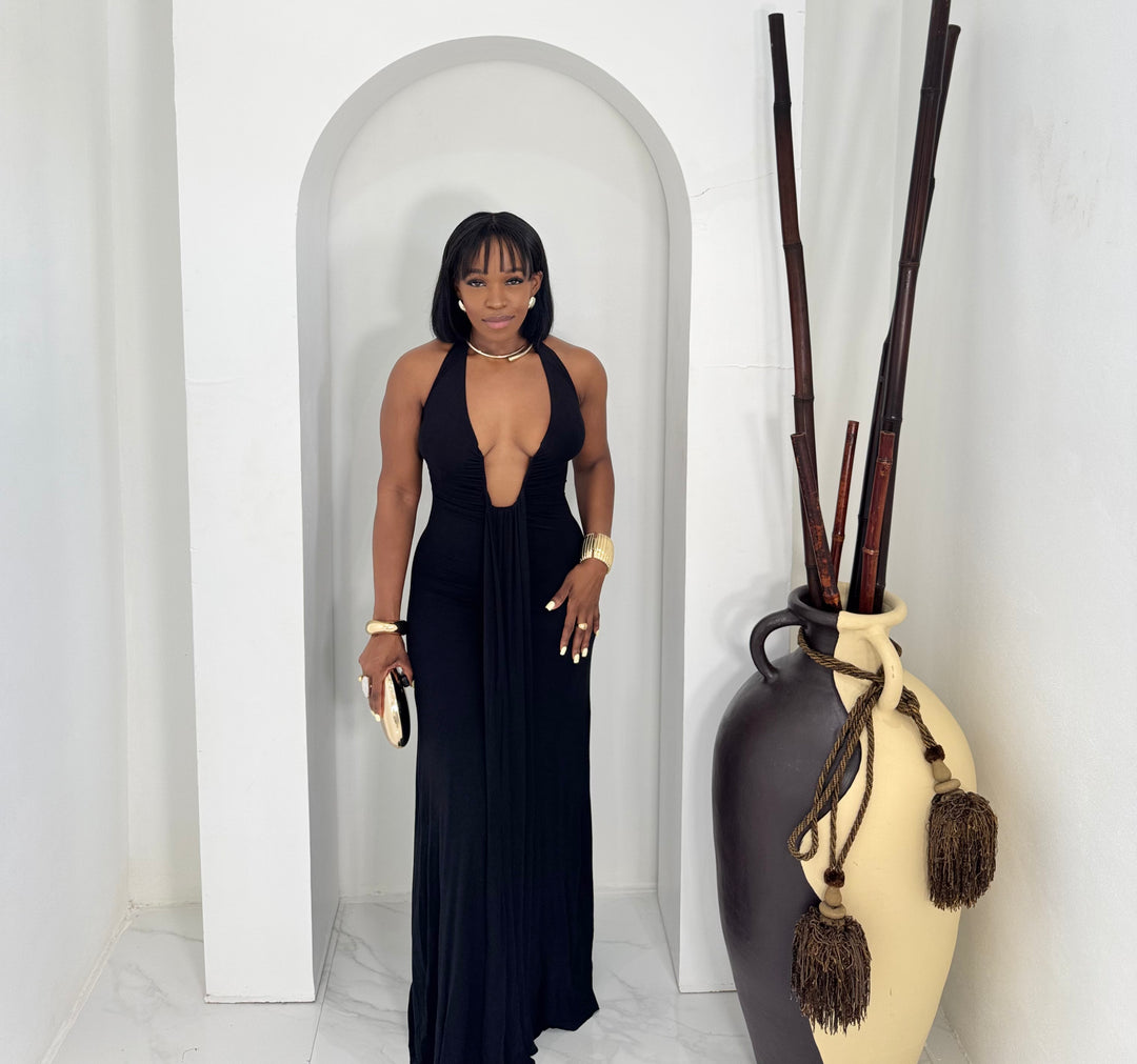 Cyris deep plunge maxi dress