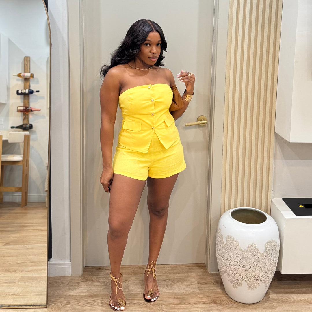 Butterscotch co ord shorts set