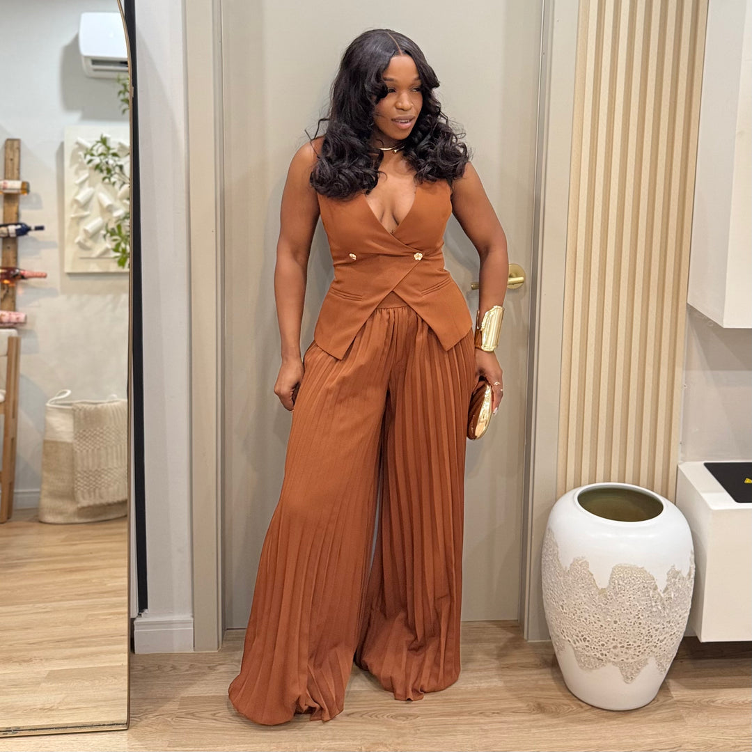 Calora 2 piece vest pleated  pants set